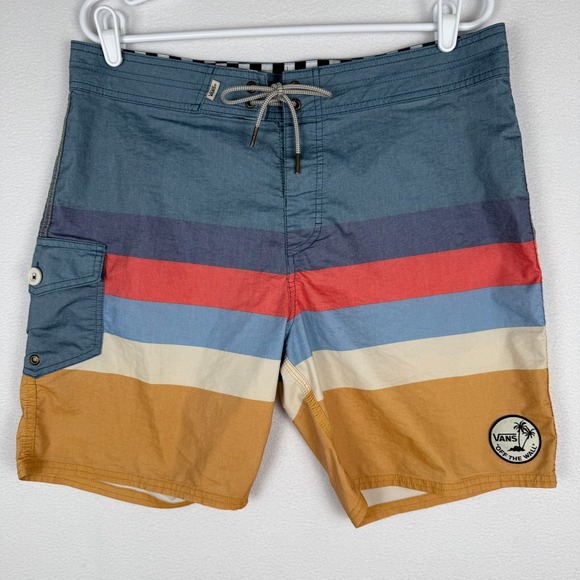 Vans Other - Vans Board Shorts‎ Mens 34 Striped Colorblock Swim Trunks Beach Surf Summer